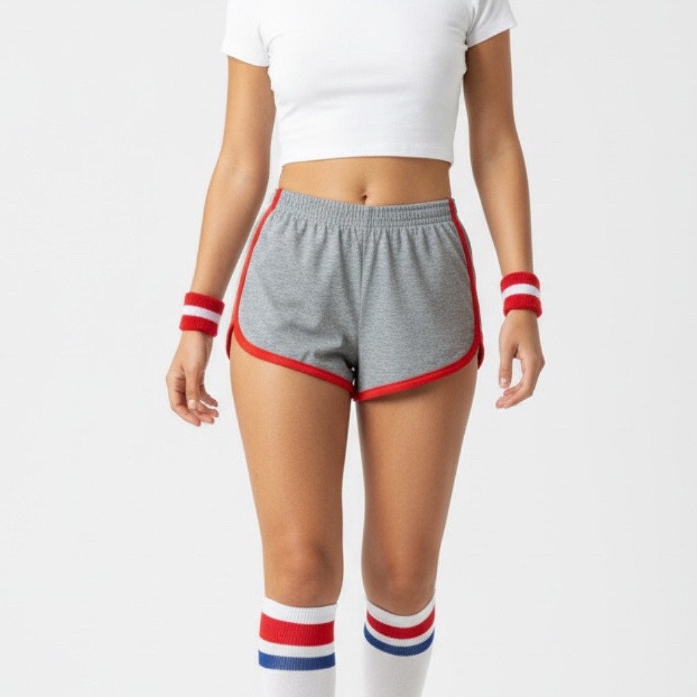 DEADSTOCK 80s NOS Gray Dolphin Dodger Sportswear Athletic High Waist Shorts XXS